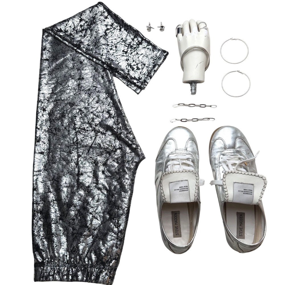 Cybercore Metallic Clothing Accessories Bundle- Leggings Steve Madden Shoes 10